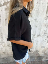 Full Size Collared Neck Half Sleeve Shirt Plus Size - Trendsi - Flyclothing LLC