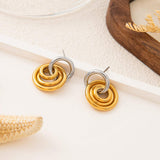 Golden Three-ring Hoop Earrings Made Of Stainless Steel - My Store - Flyclothing LLC