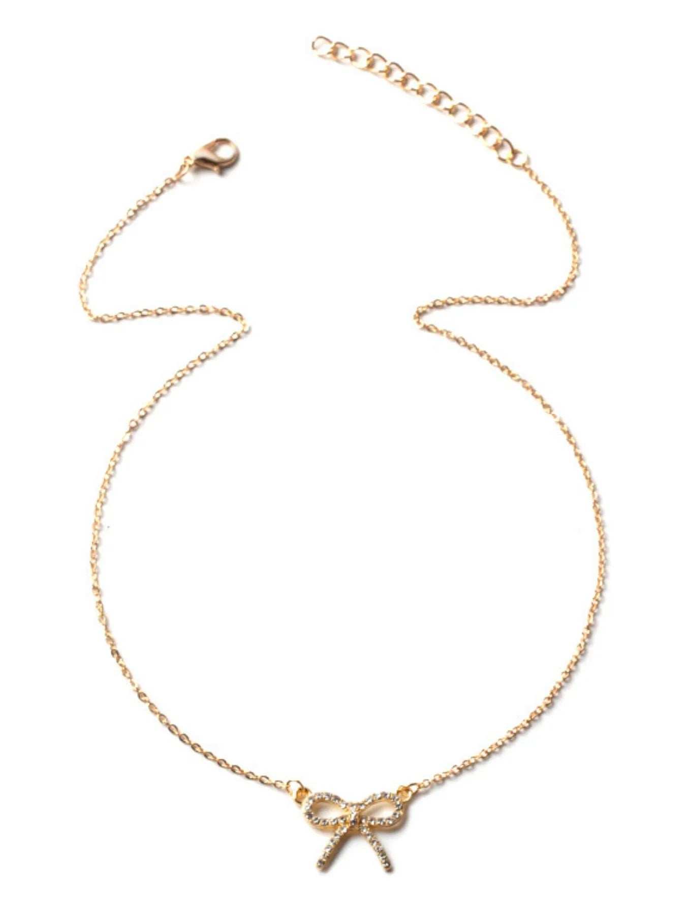 Zircon Bow Pendant Necklace - Trendsi - Flyclothing LLC