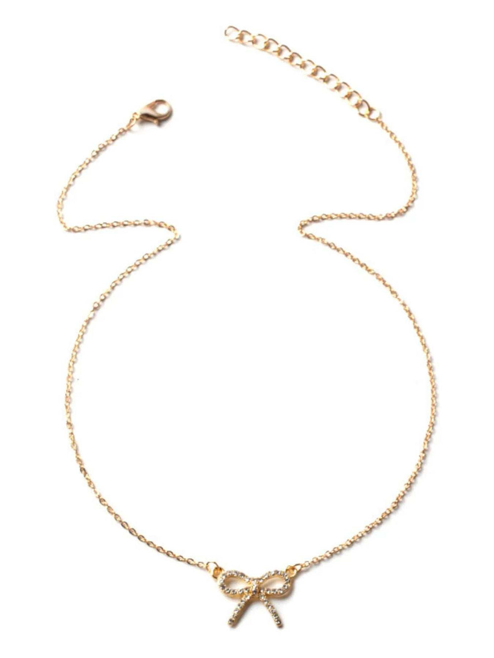 Zircon Bow Pendant Necklace - Trendsi - Flyclothing LLC