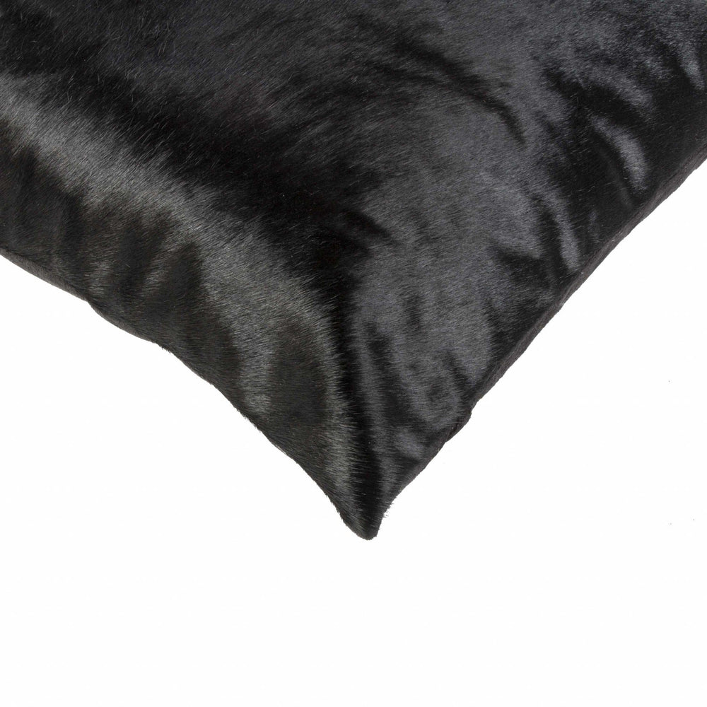 18" Black Cowhide Throw Pillow - Homeroots - Flyclothing LLC