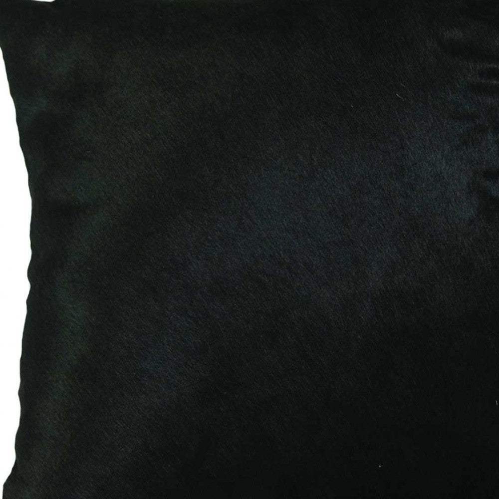 18" Black Cowhide Throw Pillow - Homeroots - Flyclothing LLC