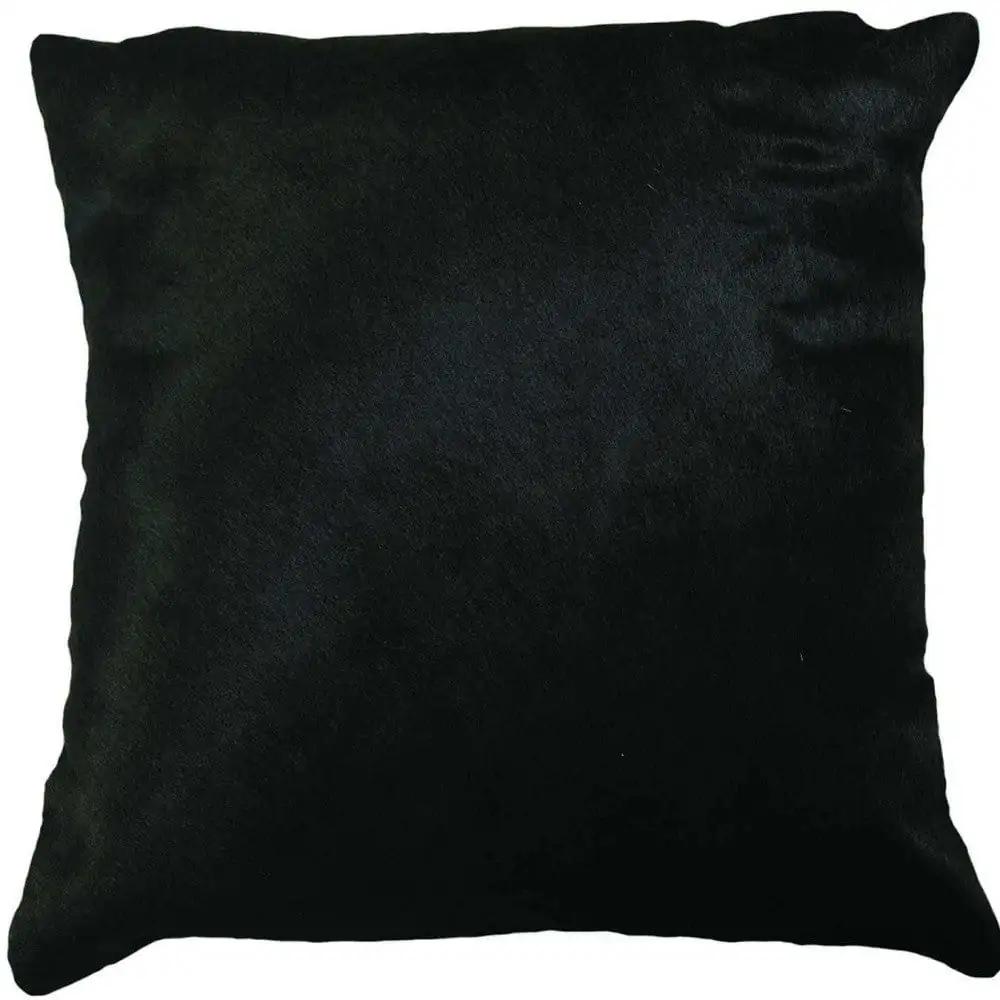 18" Black Cowhide Throw Pillow - Homeroots - Flyclothing LLC