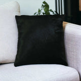 18" Black Cowhide Throw Pillow - Homeroots