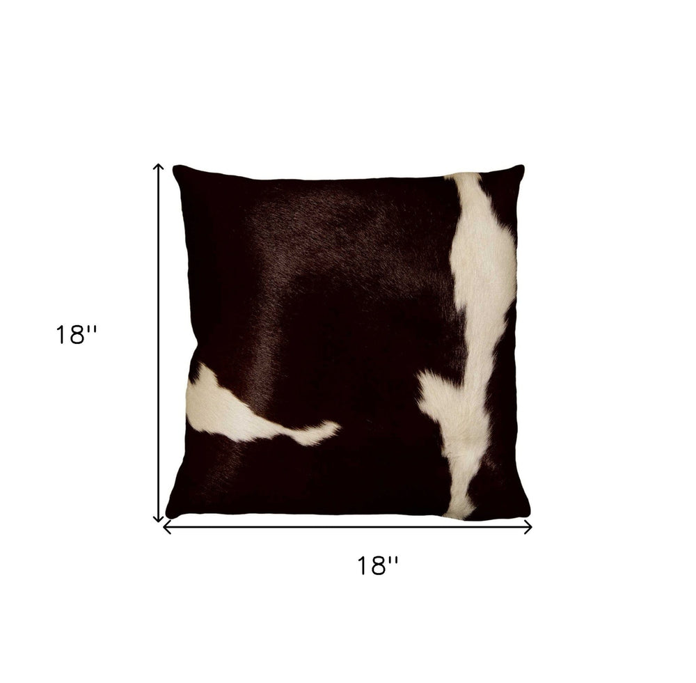 18" Chocolate Cowhide Throw Pillow - Homeroots - Flyclothing LLC