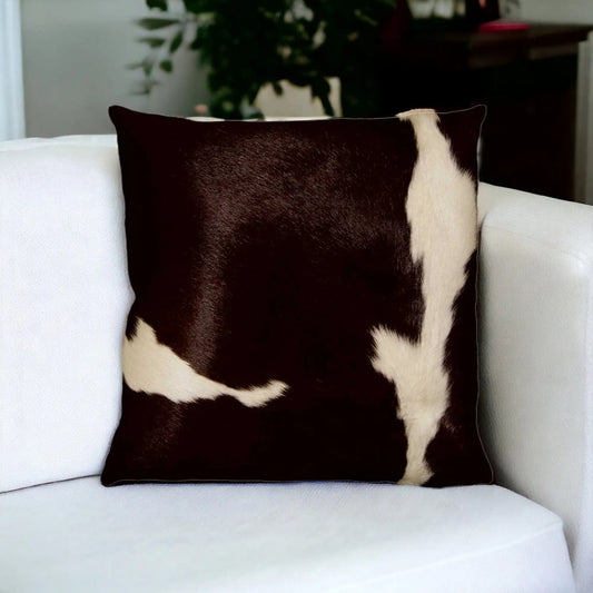 18" Chocolate Cowhide Throw Pillow - Homeroots