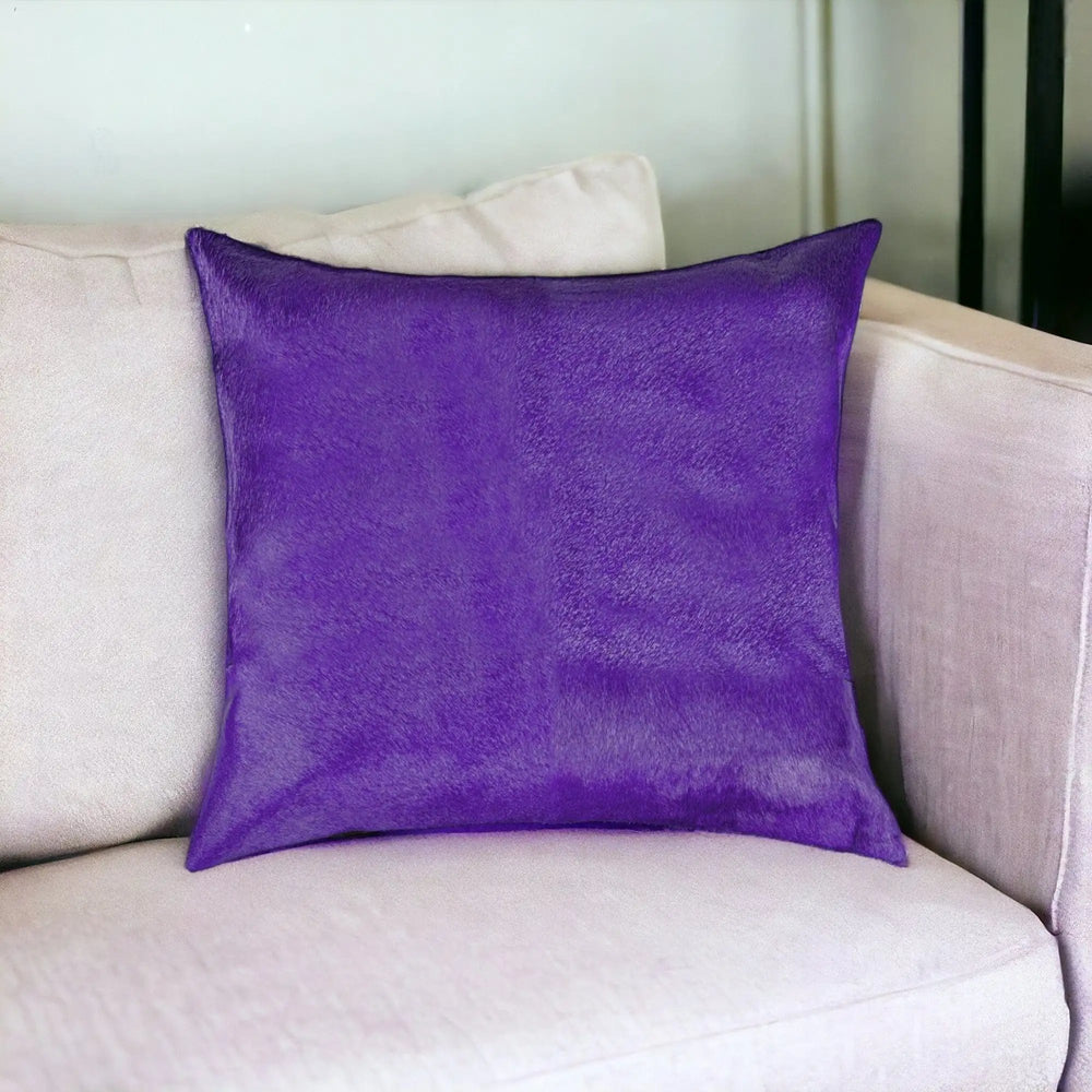 18" Purple Cowhide Throw Pillow - Homeroots - Flyclothing LLC