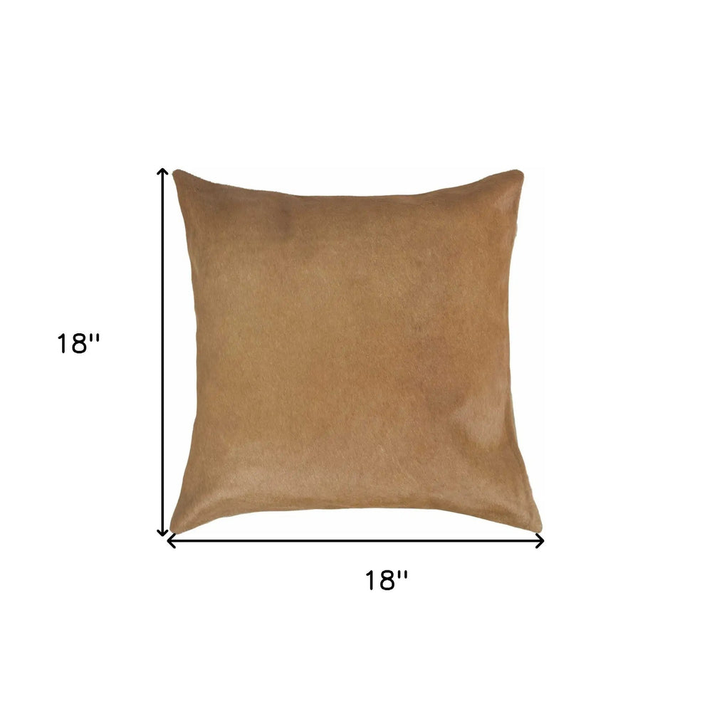 18" Tan Cowhide Throw Pillow - Homeroots - Flyclothing LLC