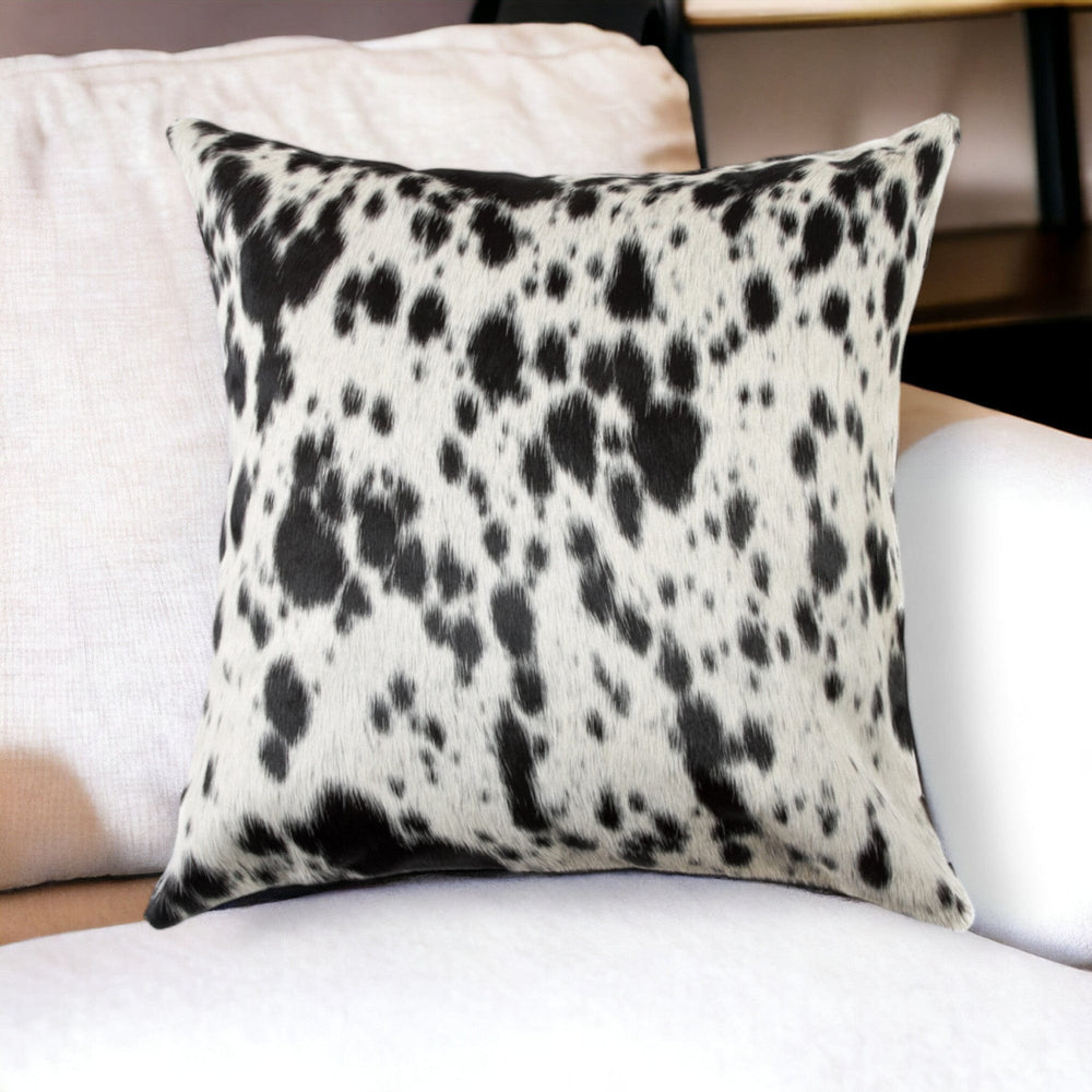 18" Black Cowhide Throw Pillow - Homeroots - Flyclothing LLC