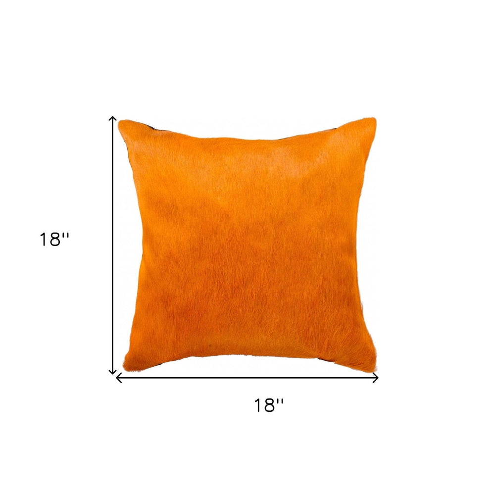 18" Orange Cowhide Throw Pillow - Homeroots - Flyclothing LLC