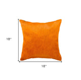 18" Orange Cowhide Throw Pillow - Homeroots - Flyclothing LLC