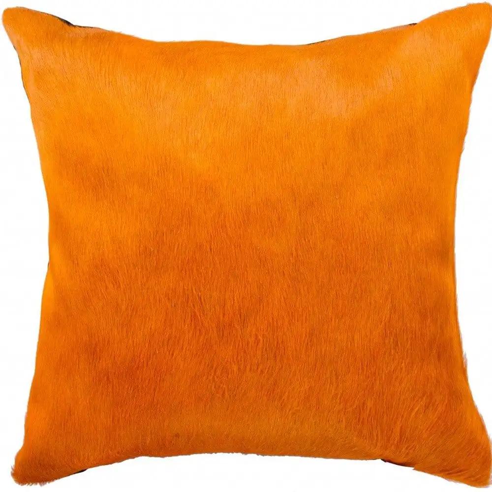 18" Orange Cowhide Throw Pillow - Homeroots - Flyclothing LLC