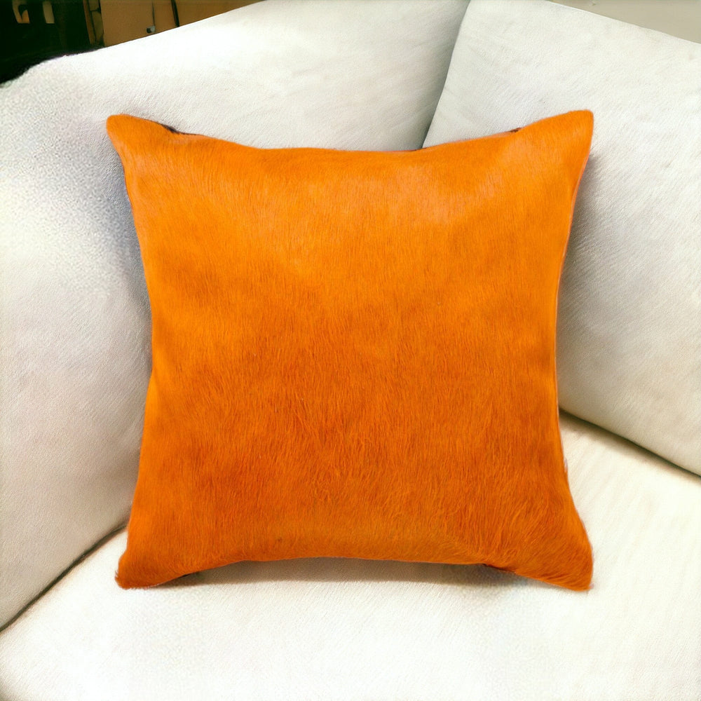 18" Orange Cowhide Throw Pillow - Homeroots - Flyclothing LLC