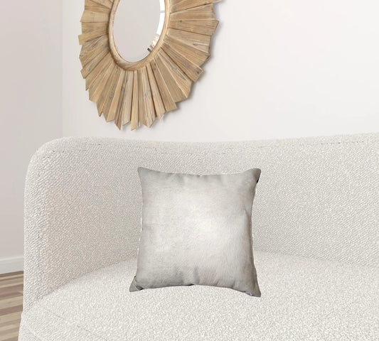 18" X 18" X 5" Off White Cowhide  Pillow - Homeroots