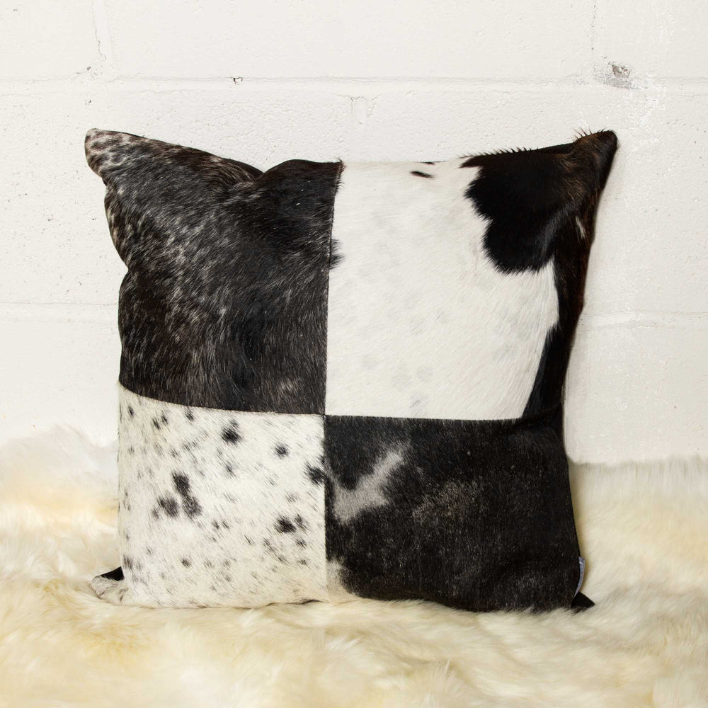 18" Black and White Cowhide Throw Pillow - Homeroots - Flyclothing LLC