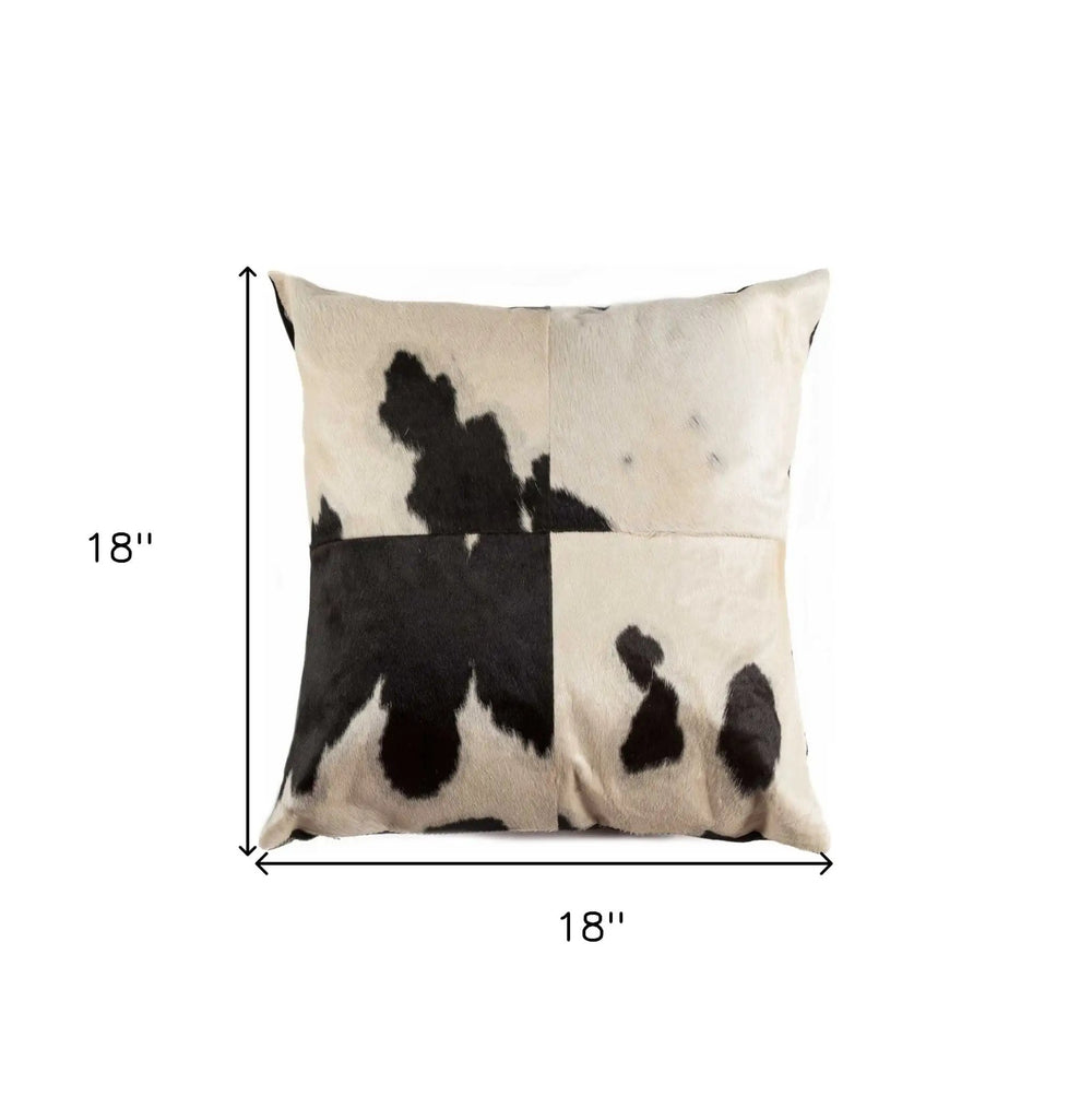 18" Black and White Cowhide Throw Pillow - Homeroots - Flyclothing LLC