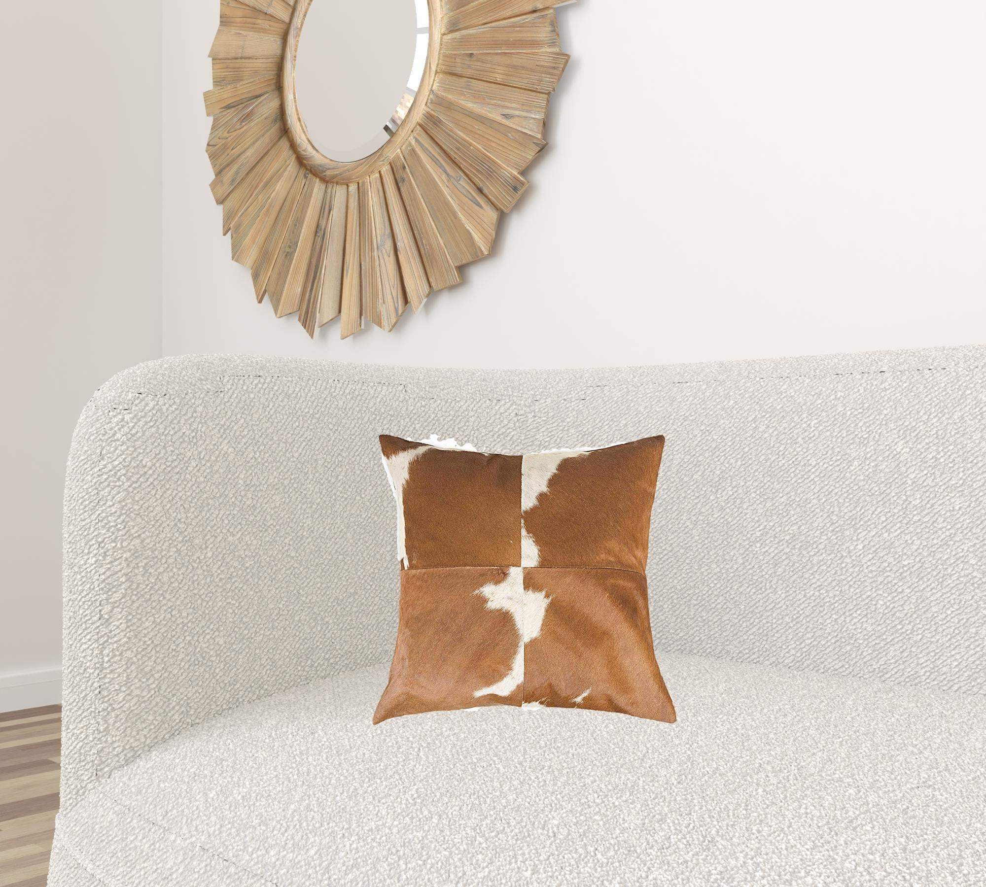18" X 18" X 5" White And Brown Quattro Pillow - Homeroots - Flyclothing LLC