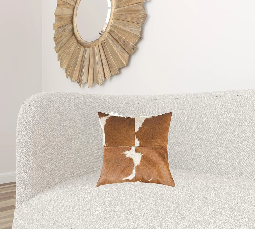 18" X 18" X 5" White And Brown Quattro Pillow - Homeroots - Flyclothing LLC