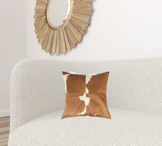 18" X 18" X 5" White And Brown Quattro  Pillow - Homeroots