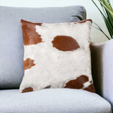 18" Brown and White Cowhide Throw Pillow - Homeroots