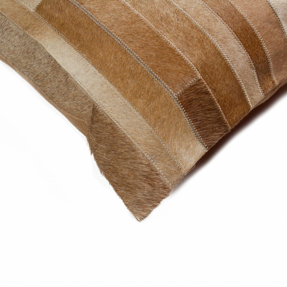 18" Tan Cowhide Throw Pillow - Homeroots - Flyclothing LLC