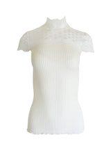 EGI Exclusive Merino Wool Blend Top Mock Neck Lace Trim Short Sleeves. Proudly Made in Italy. - tittimitti - Flyclothing LLC