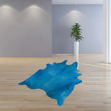 72" X 84" Sky Blue Cowhide - Rug - Homeroots - Flyclothing LLC