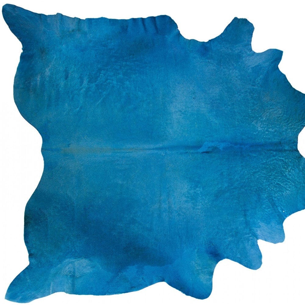 72" X 84" Sky Blue Cowhide - Rug - Homeroots - Flyclothing LLC