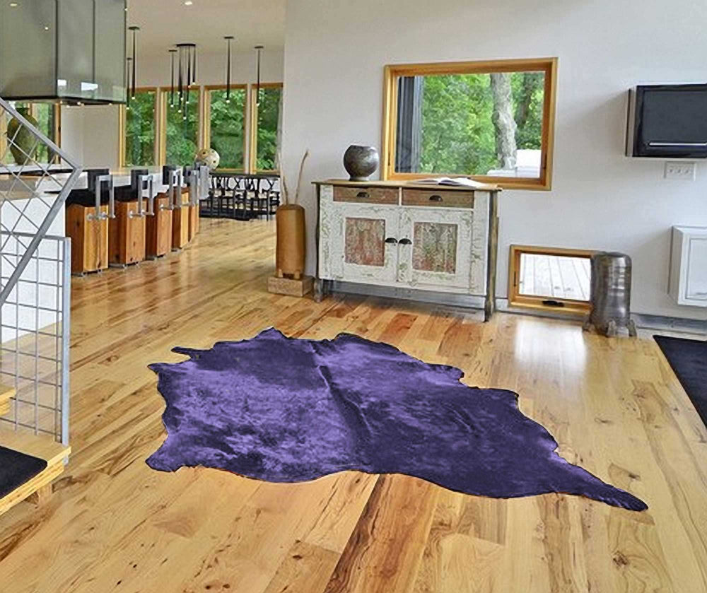 6' X 7' Purple Cowhide Cowhide Area Rug - Homeroots - Flyclothing LLC