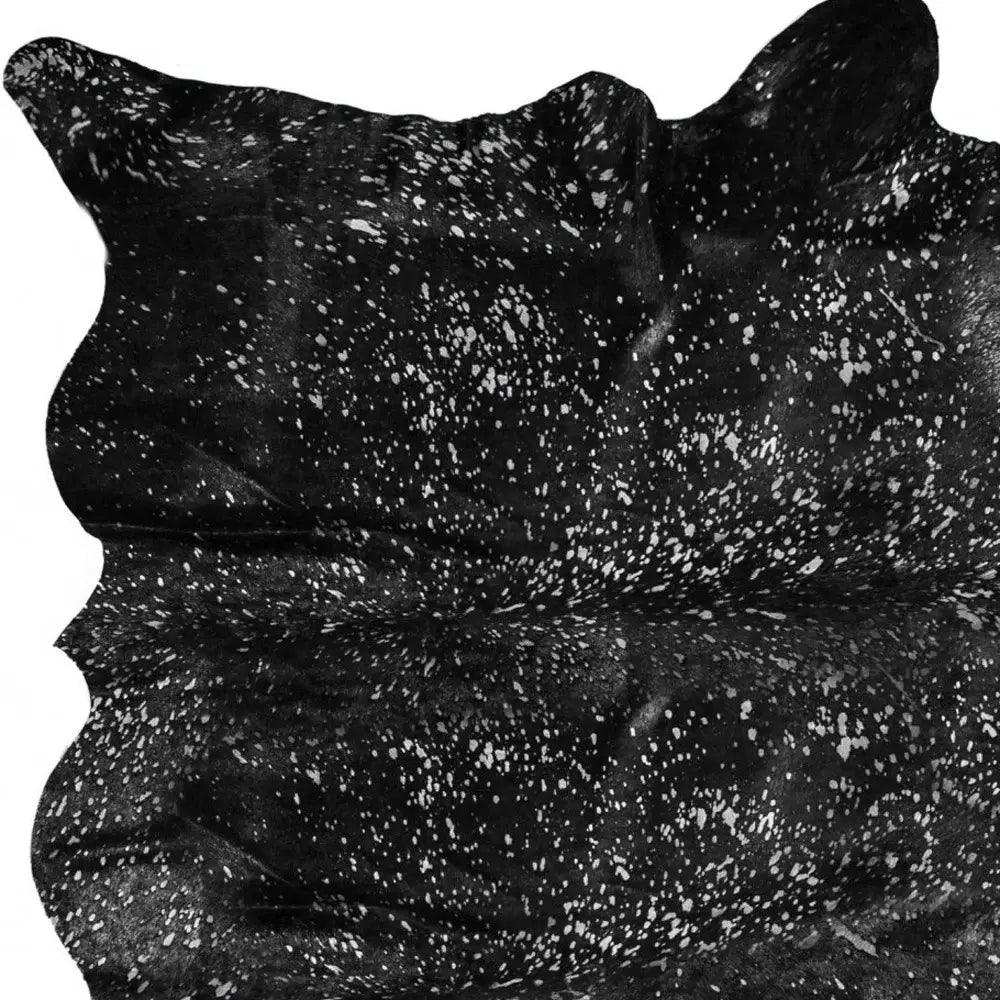 Black And Silver Cowhide Animal Print Area Rug - Homeroots - Flyclothing LLC