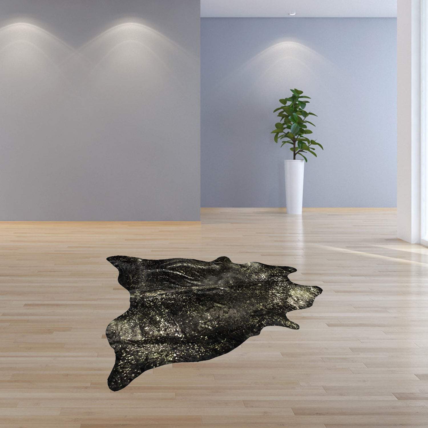 72" X 84" Chocolate And Gold Cowhide - Area Rug - Homeroots - Flyclothing LLC