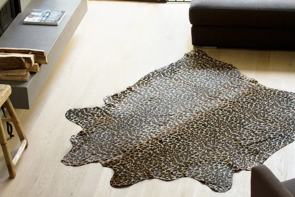 72" X 84" Leopard Cowhide - Rug - Homeroots - Flyclothing LLC