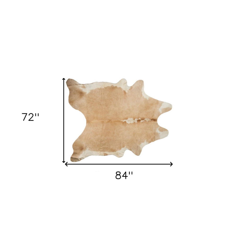 72" X 84" Tan And White Cowhide - Rug - Homeroots - Flyclothing LLC