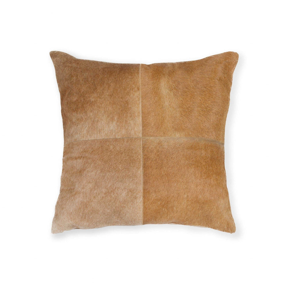 18" Tan Cowhide Throw Pillow - Homeroots