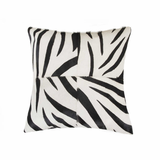 18" X 18" X 5" Zebra Black On White Quattro  Pillow - Homeroots