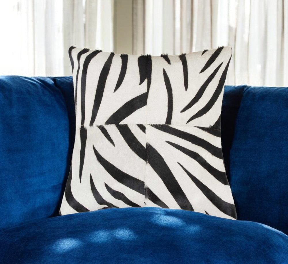 18" X 18" X 5" Zebra Black On White Quattro  Pillow - Homeroots