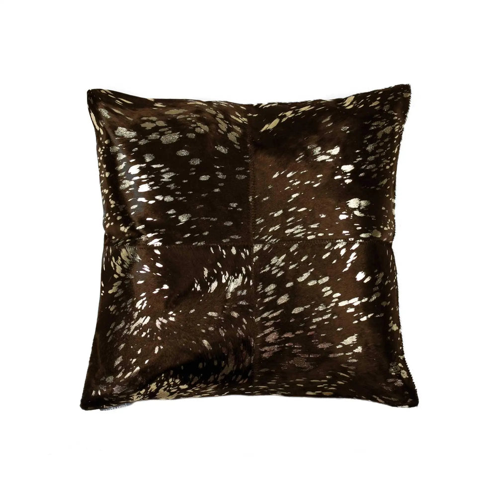 18" X 18" X 5" Gold And Chocolate Quattro  Pillow - Homeroots