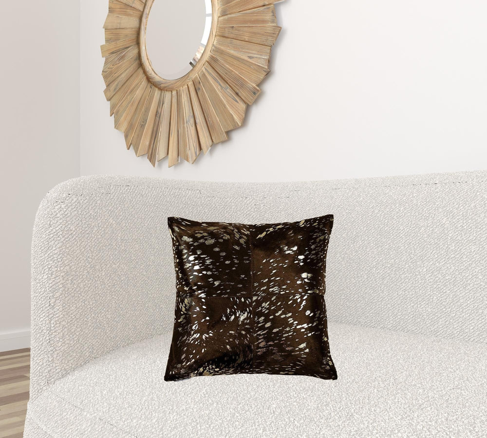 18" X 18" X 5" Gold And Chocolate Quattro Pillow - Homeroots - Flyclothing LLC