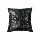 18" Black and Silver Cowhide Throw Pillow - Homeroots