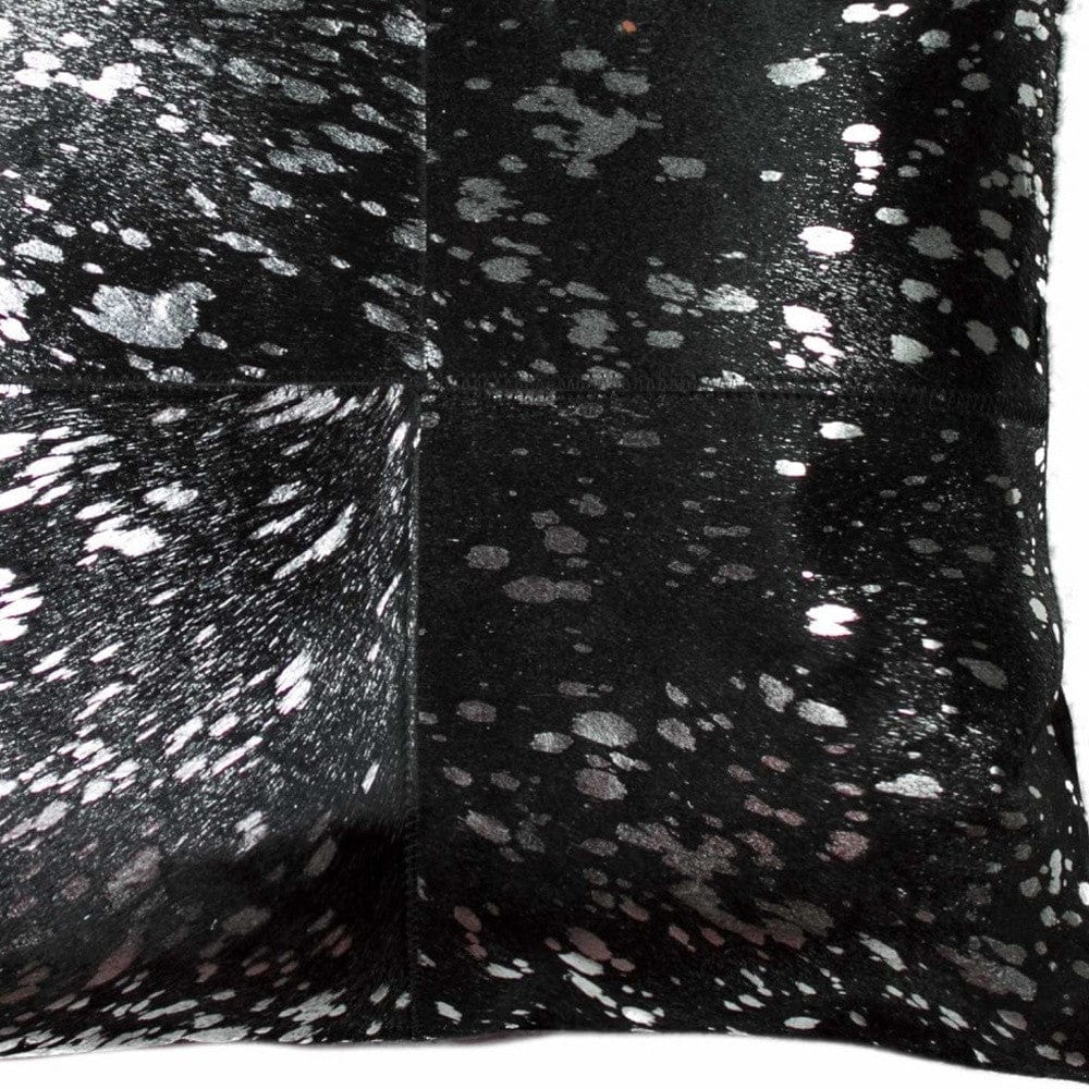 18" Black and Silver Cowhide Throw Pillow - Homeroots - Flyclothing LLC