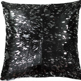 18" Black and Silver Cowhide Throw Pillow - Homeroots - Flyclothing LLC