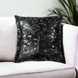 18" Black and Silver Cowhide Throw Pillow - Homeroots