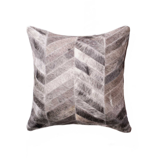 18" Gray Chevron Cowhide Throw Pillow - Homeroots