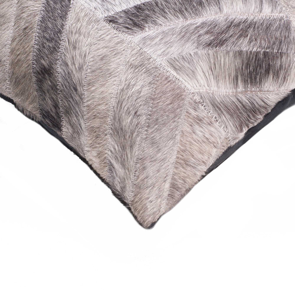 18" Gray Chevron Cowhide Throw Pillow - Homeroots - Flyclothing LLC