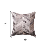 18" Gray Chevron Cowhide Throw Pillow - Homeroots - Flyclothing LLC