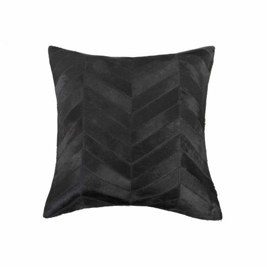 18" Black Cowhide Throw Pillow - Homeroots