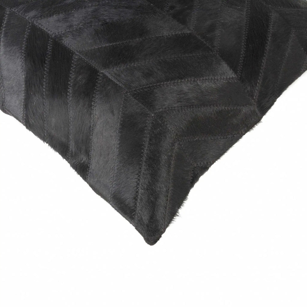 18" Black Cowhide Throw Pillow - Homeroots - Flyclothing LLC