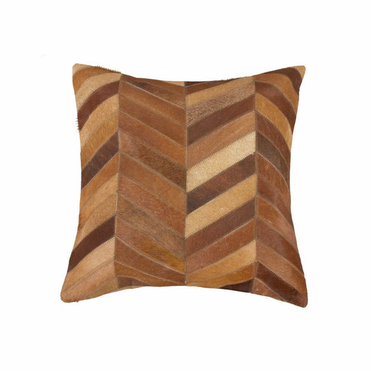 18" Tan Cowhide Throw Pillow - Homeroots