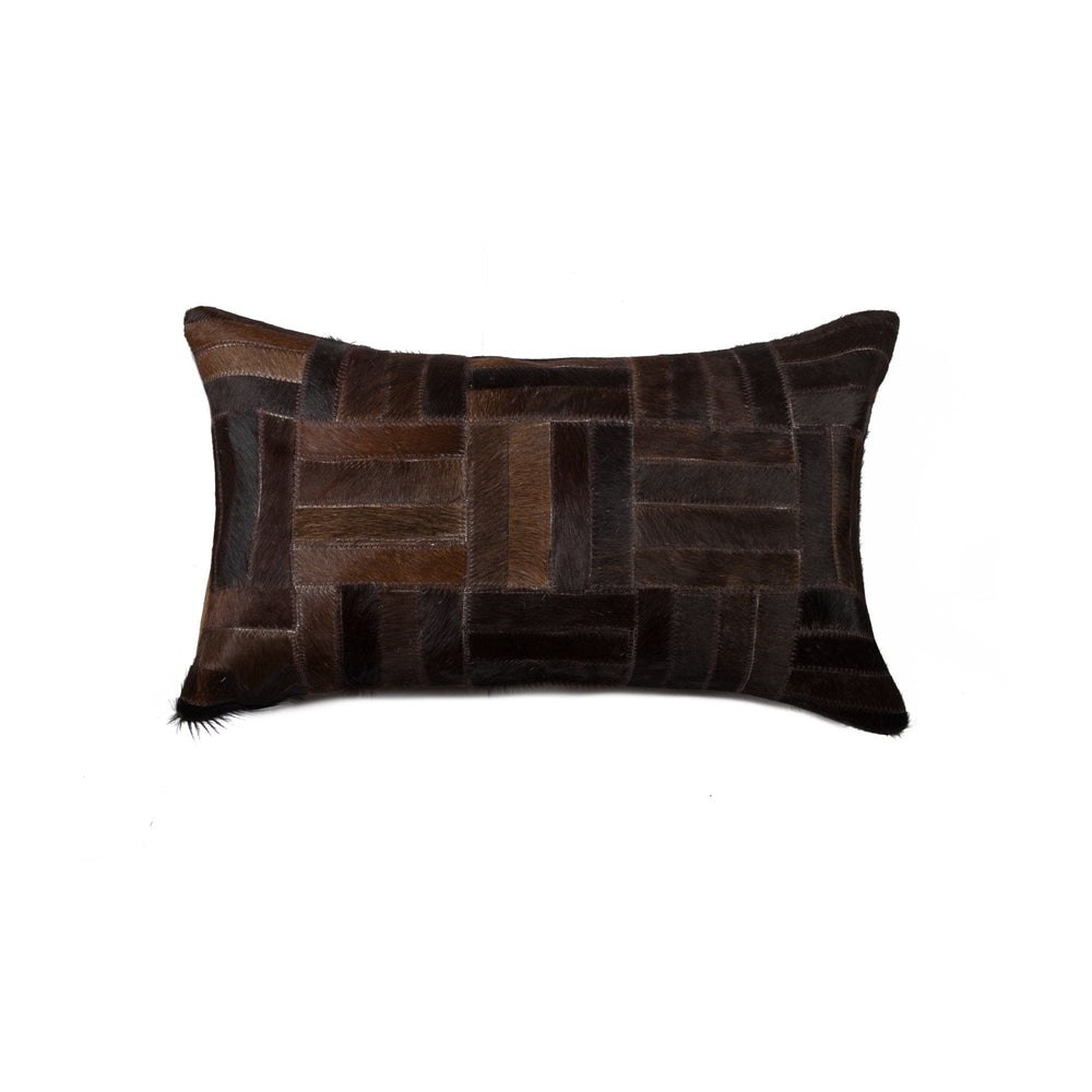 12" X 20" Chocolate Cowhide Throw Pillow - Homeroots - Flyclothing LLC