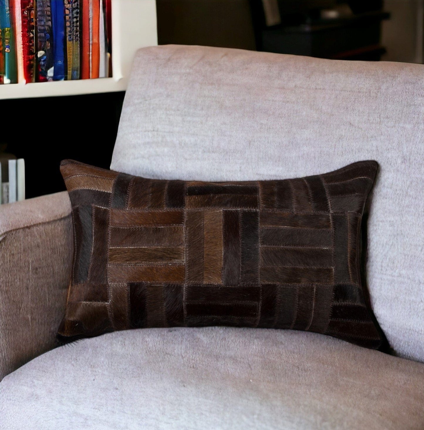 12" X 20" Chocolate Cowhide Throw Pillow - Homeroots - Flyclothing LLC